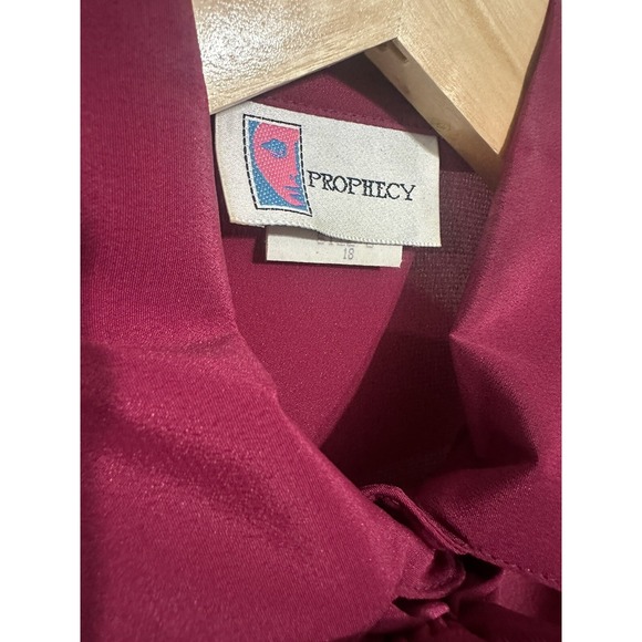 Vintage Sz 8 Prophecy Women's Blouse Magenta Flower Collar Hidden Button Up - Picture 5 of 6